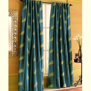Pier 1 Blue with gold peacock feather curtains/drapes